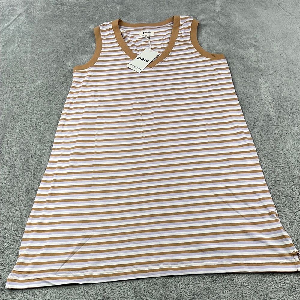 NEW PACT S 100% Organic‎ Cotton Boho Stripe Softspun A Line Tank Dress